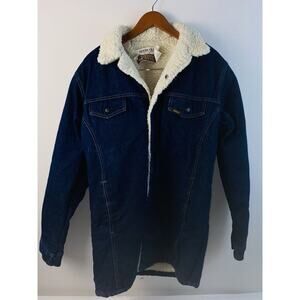 Men's vtg. Sears Roebucks Western Wear Sherpa Lined Denim Coat sz. T-44